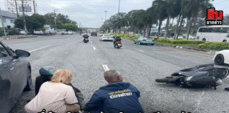 “สายตรงนายกฯ พัทยา” รุดช่วยทัน! อุบัติเหตุเก๋งชน จยย. ตีนสะพานกระทิงลาย – ผู้บาดเจ็บปลอดภัย