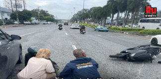 “สายตรงนายกฯ พัทยา” รุดช่วยทัน! อุบัติเหตุเก๋งชน จยย. ตีนสะพานกระทิงลาย – ผู้บาดเจ็บปลอดภัย