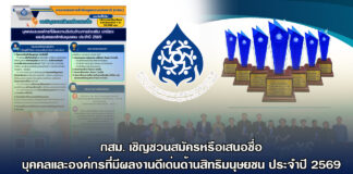 กสม.เชิญชวนสมัครหรือเสนอชื่อบุคคลและองค์กรที่มีผลงานดีเด่นด้านสิทธิมนุษยชน ประจำปี 2569