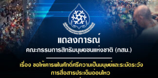 แถลงการณ์คณะกรรมการสิทธิมนุษยชนแห่งชาติ (กสม.)