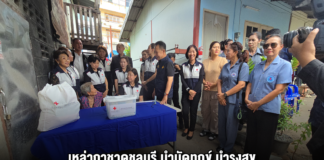 เหล่ากาชาดชลบุรี บำบัดทุกข์ บำรุงสุข มอบอุปกรณ์และถุงยังชีพช่วยผู้ยากไร้ศรีราชา